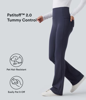 Patitoff™ 2.0 Pet Hair Resistant High Waisted Tummy Control Bootcut Casual Pants with Pockets