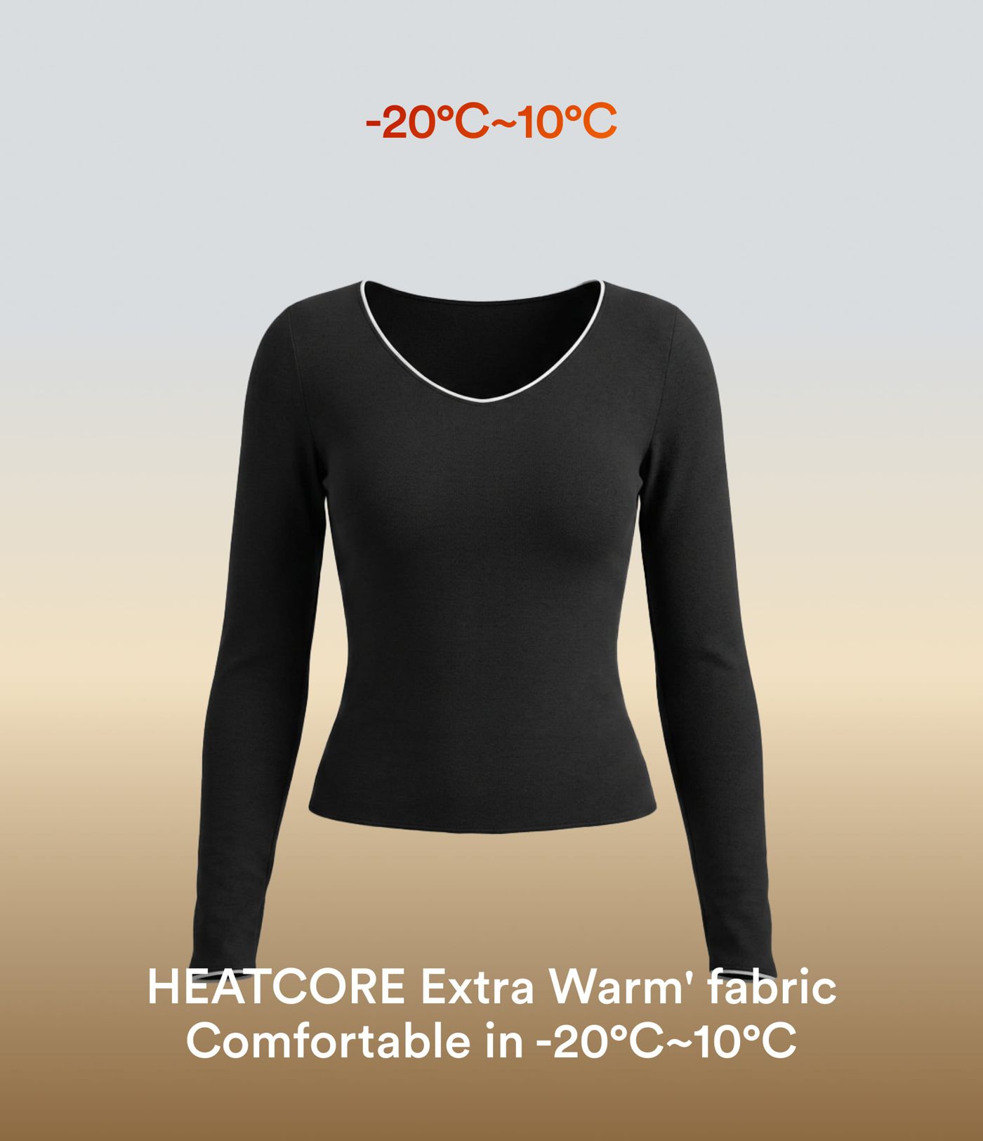 Halara HeatCore V-neck Long Sleeve  Contrast Tipping Casual Warming Top