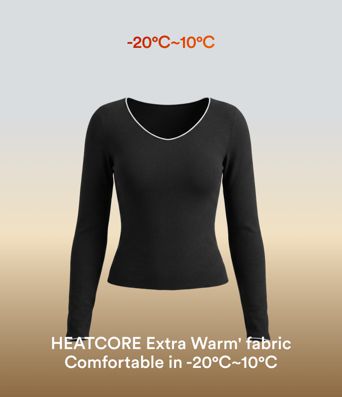Halara HeatCore V-neck Long Sleeve  Contrast Tipping Casual Warming Top