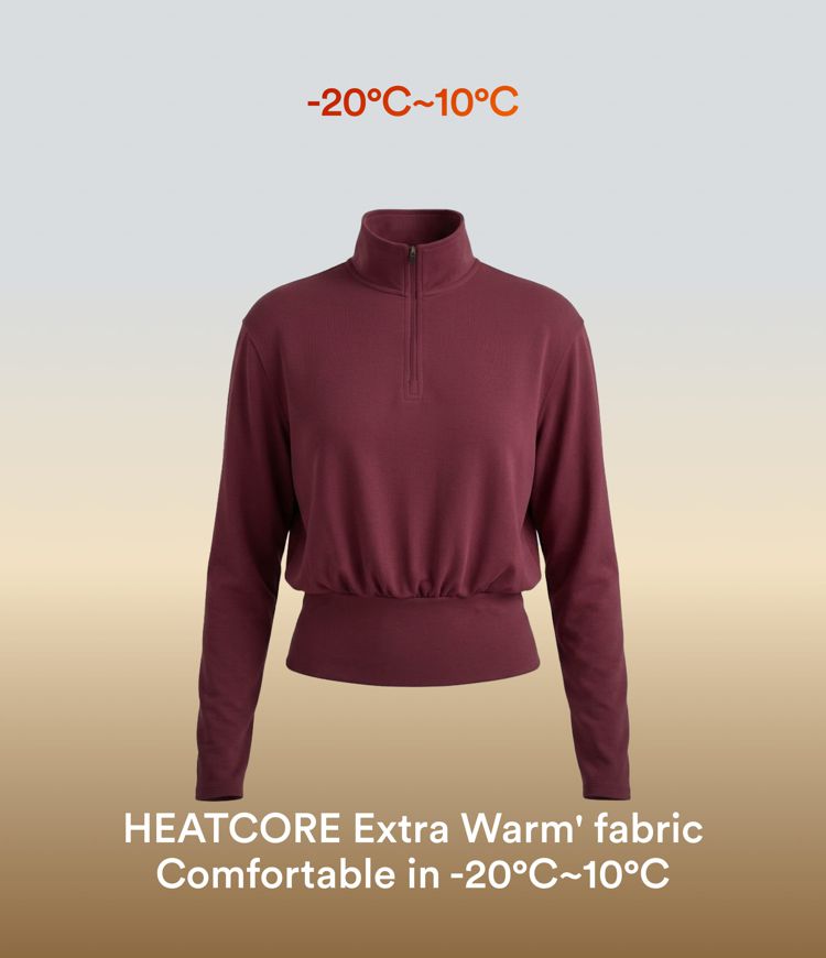Halara HeatCore Mock Neck Half Zip Long Sleeve Warming Work Sweatshirt