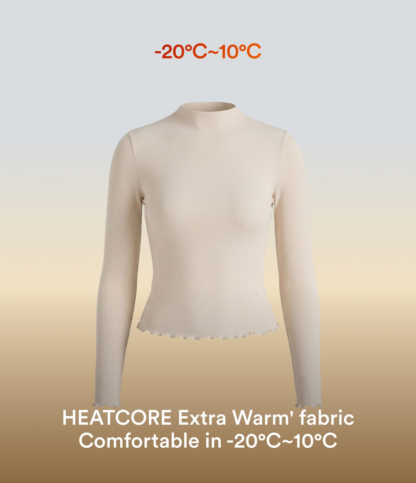 Halara HeatCore Mock-neck Long Sleeve Lettuce Trim Casual Warming Top