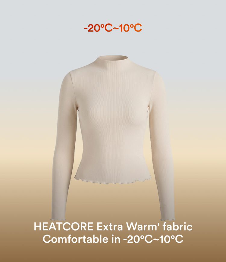 Halara HeatCore Mock-neck Long Sleeve Lettuce Trim Casual Warming Top