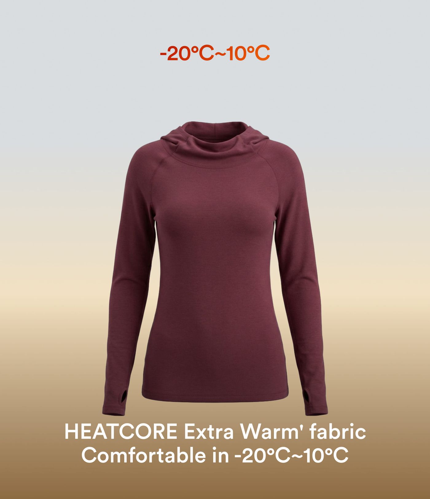 Halara HeatCore Hooded Long Sleeve Thumb Hole Warming Yoga Sports Top