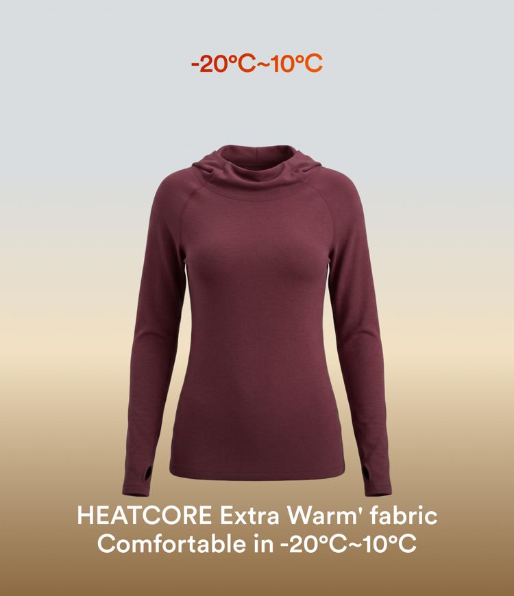 Halara HeatCore Hooded Long Sleeve Thumb Hole Warming Yoga Sports Top