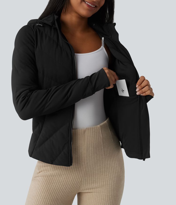 PuffFlex Stand Collar Long Sleeve Thumb Hole Casual Padded Jacket with Pockets PuffFlex Stand Collar Long Sleeve Thumb Hole Casual Padded Jacket with Pockets
