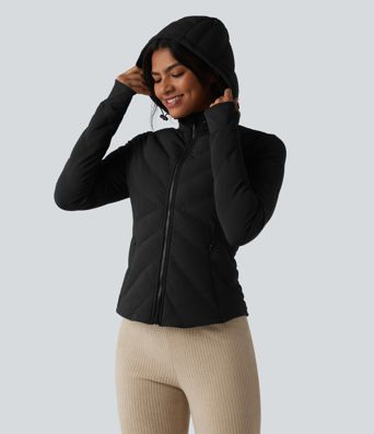 PuffFlex Stand Collar Long Sleeve Thumb Hole Casual Padded Jacket with Pockets PuffFlex Stand Collar Long Sleeve Thumb Hole Casual Padded Jacket with Pockets
