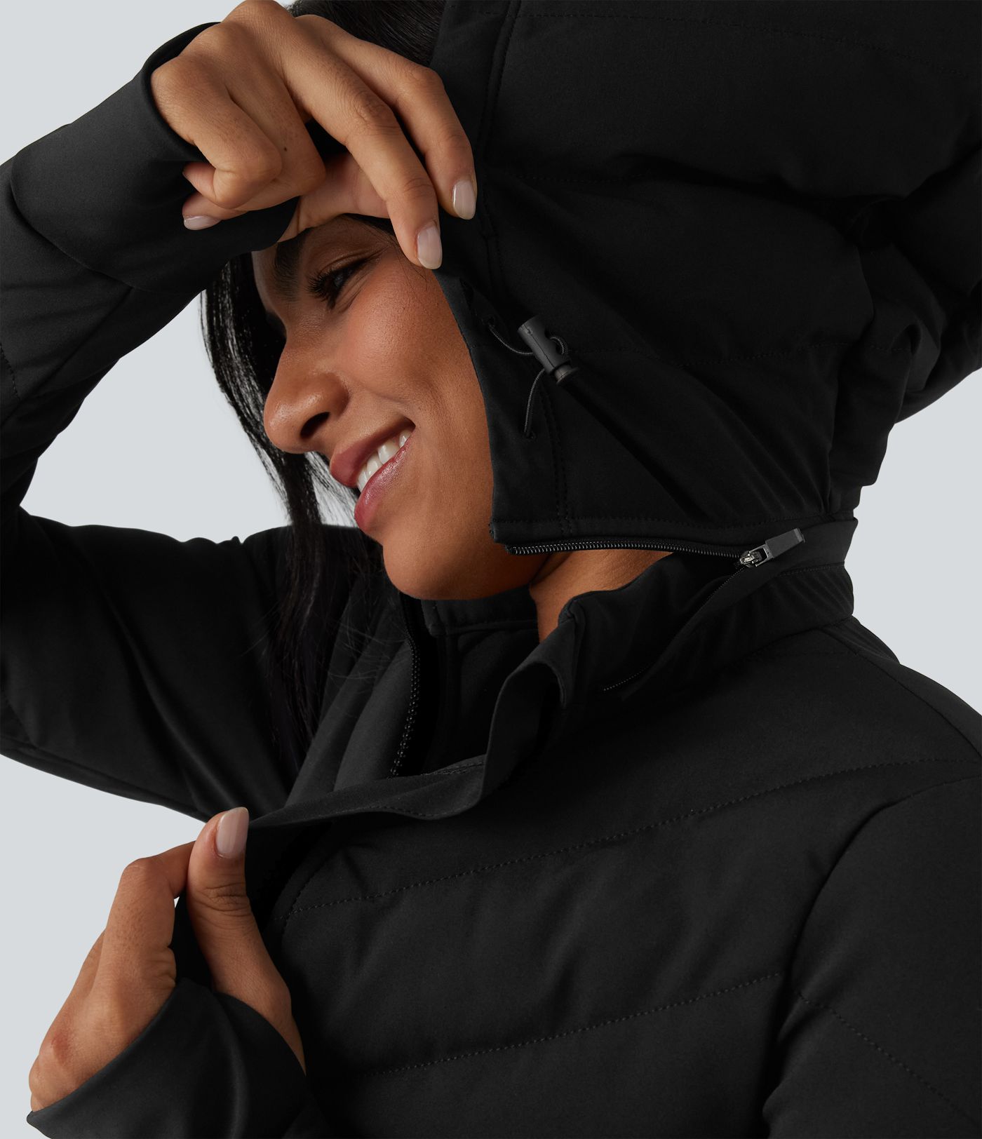 PuffFlex Stand Collar Long Sleeve Thumb Hole Casual Padded Jacket with Pockets PuffFlex Stand Collar Long Sleeve Thumb Hole Casual Padded Jacket with Pockets