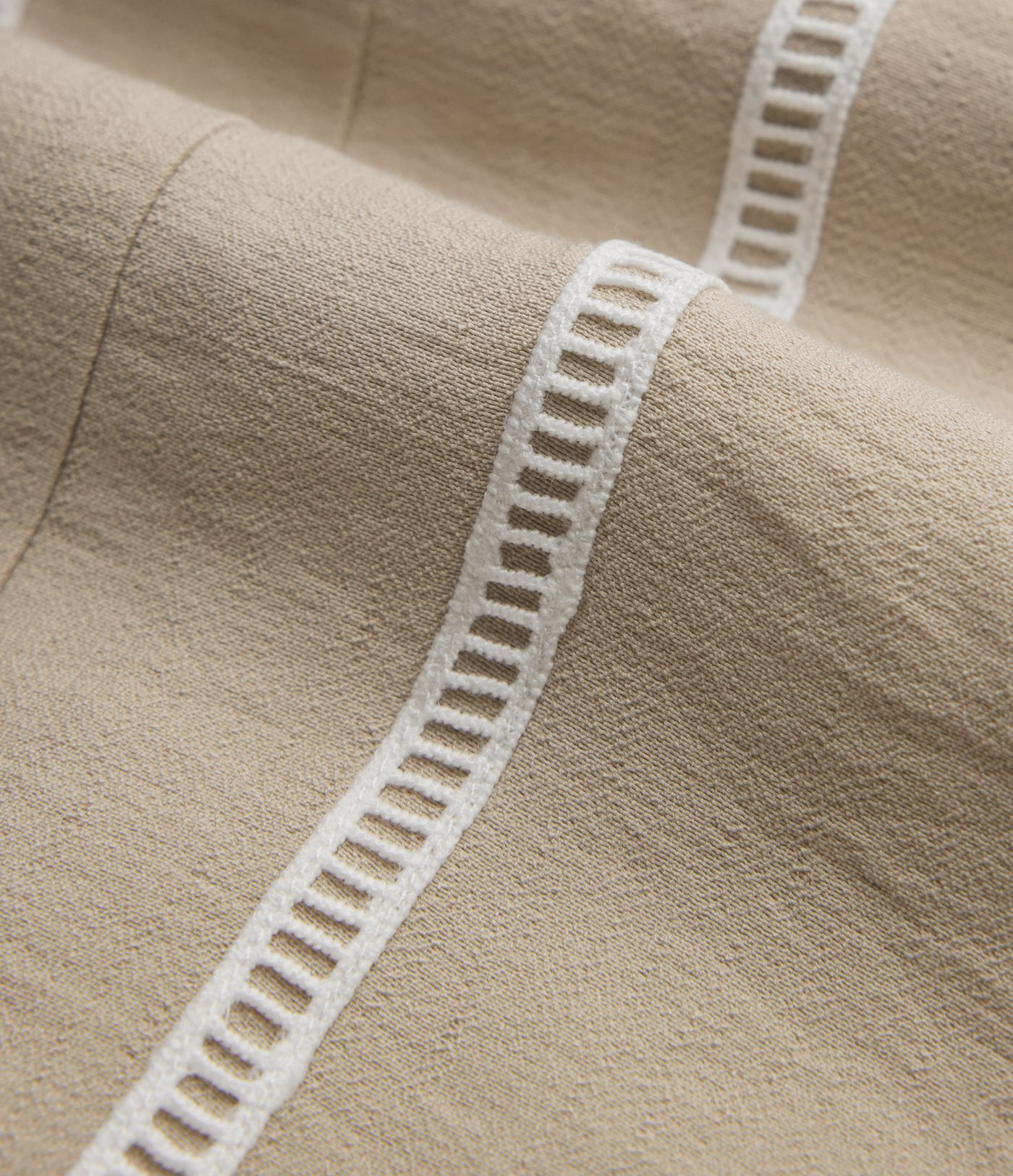 Pantalon large fluide décontracté taille haute color block aspect lin avec poches