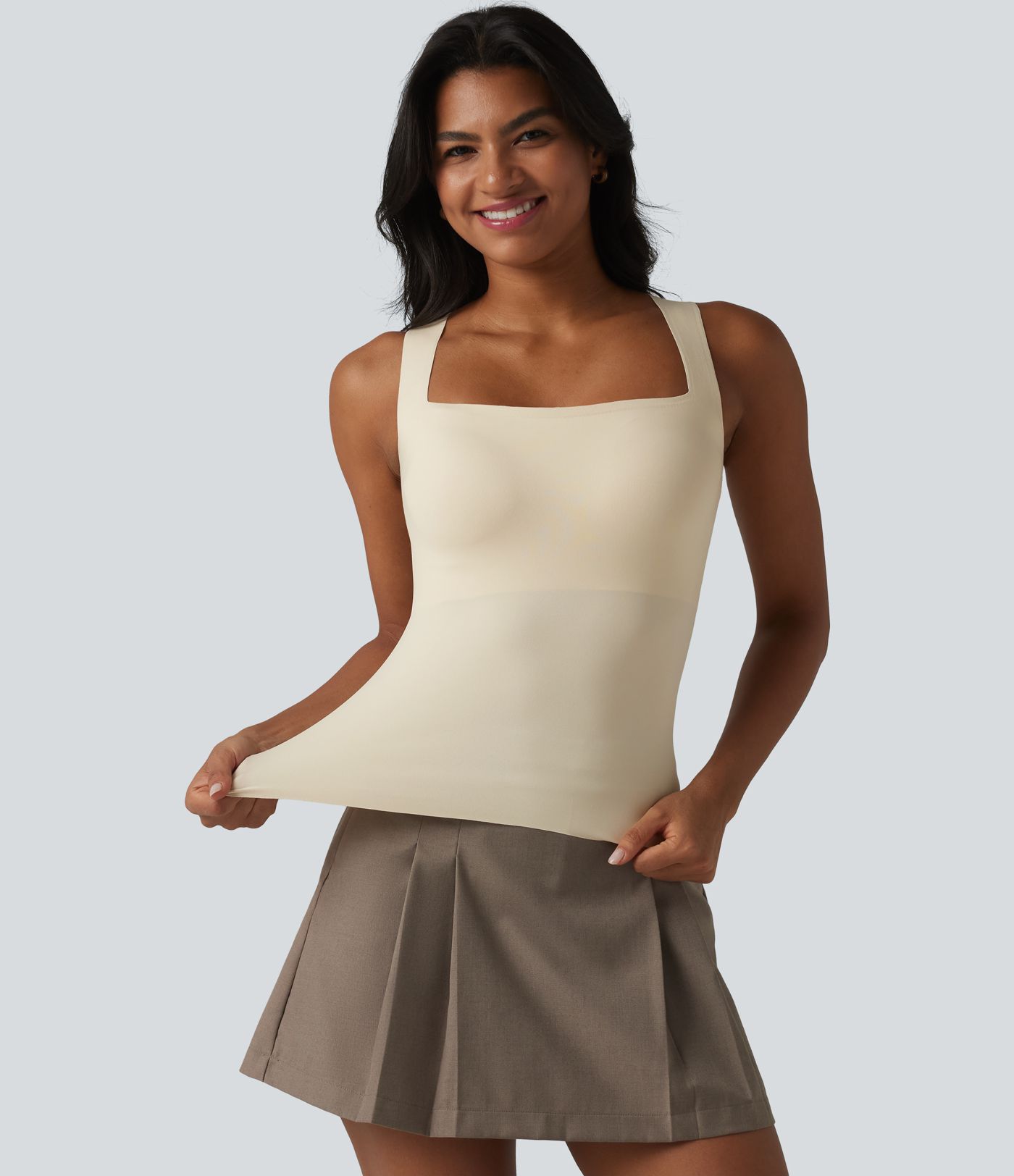 Square Neck Built-in Bra Casual Tank Top B-E Cups