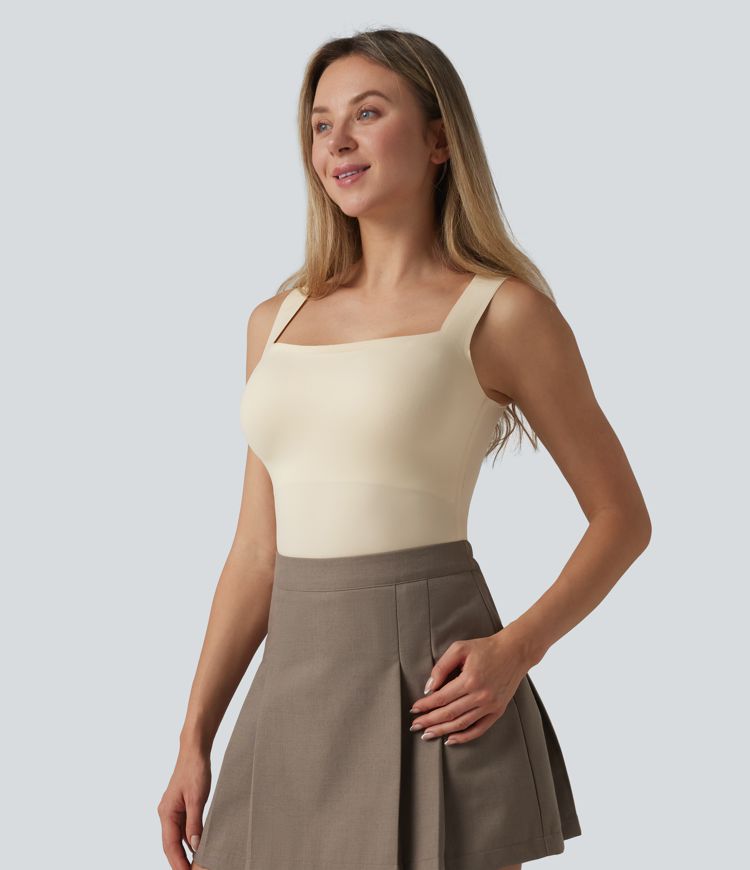 Square Neck Built-in Bra Casual Tank Top B-E Cups