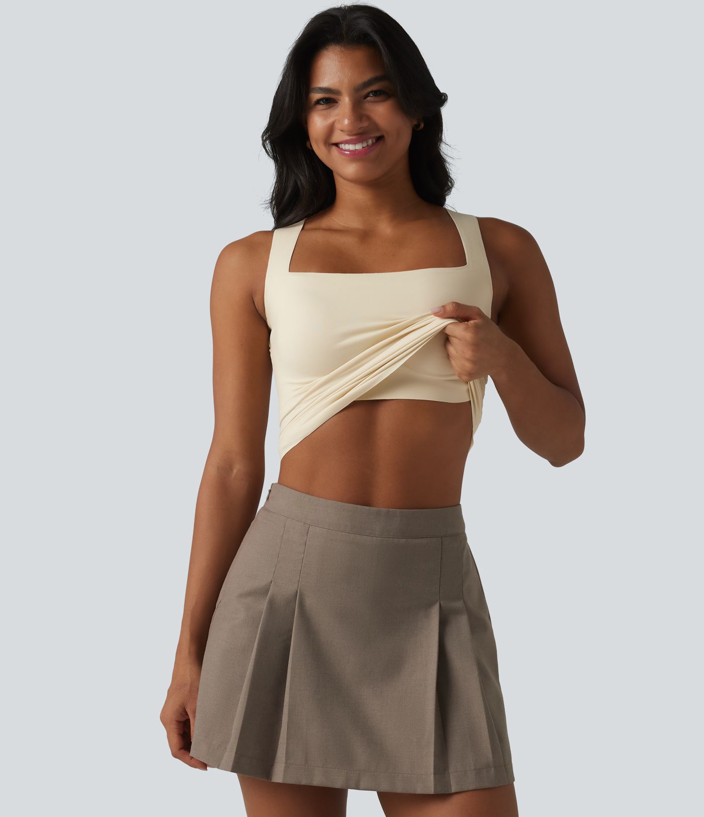 Square Neck Built-in Bra Casual Tank Top B-E Cups