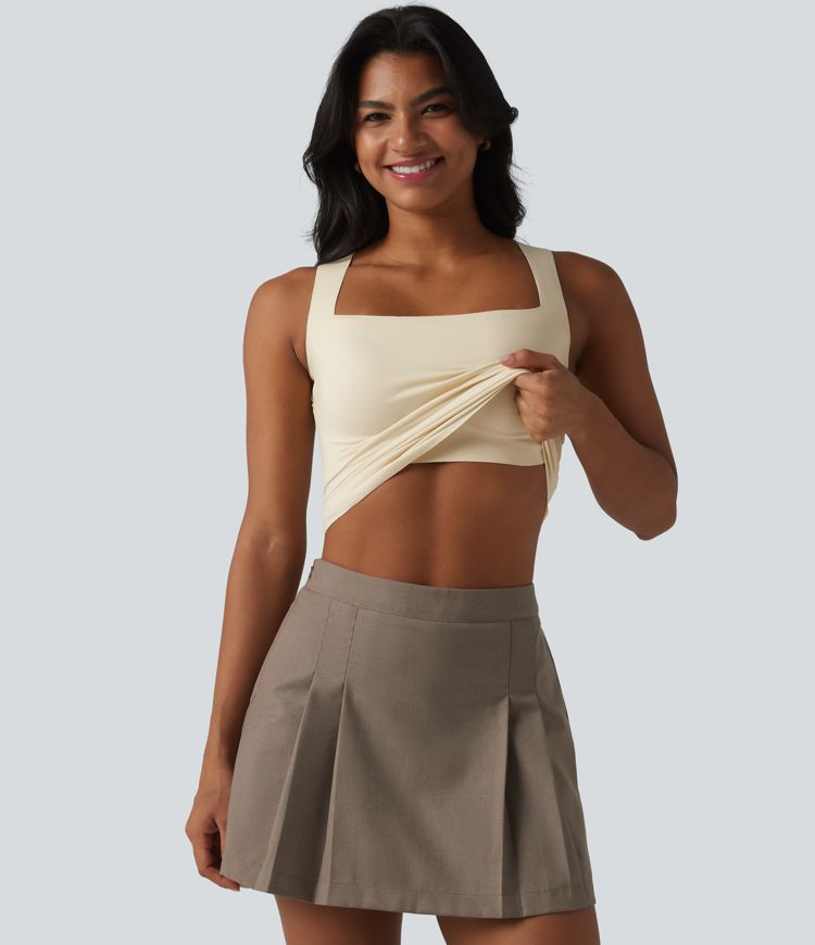 Square Neck Built-in Bra Casual Tank Top B-E Cups