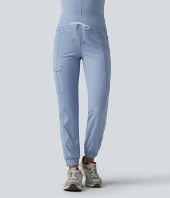 SoftlyZero™ Airy Mid Rise Drawstring InstantCool Casual Cargo Scrub Joggers with Pockets SoftlyZero™ Airy Mid Rise Drawstring InstantCool Casual Cargo Scrub Joggers with Pockets