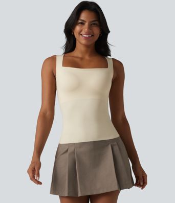 Square Neck Built-in Bra Casual Tank Top B-E Cups