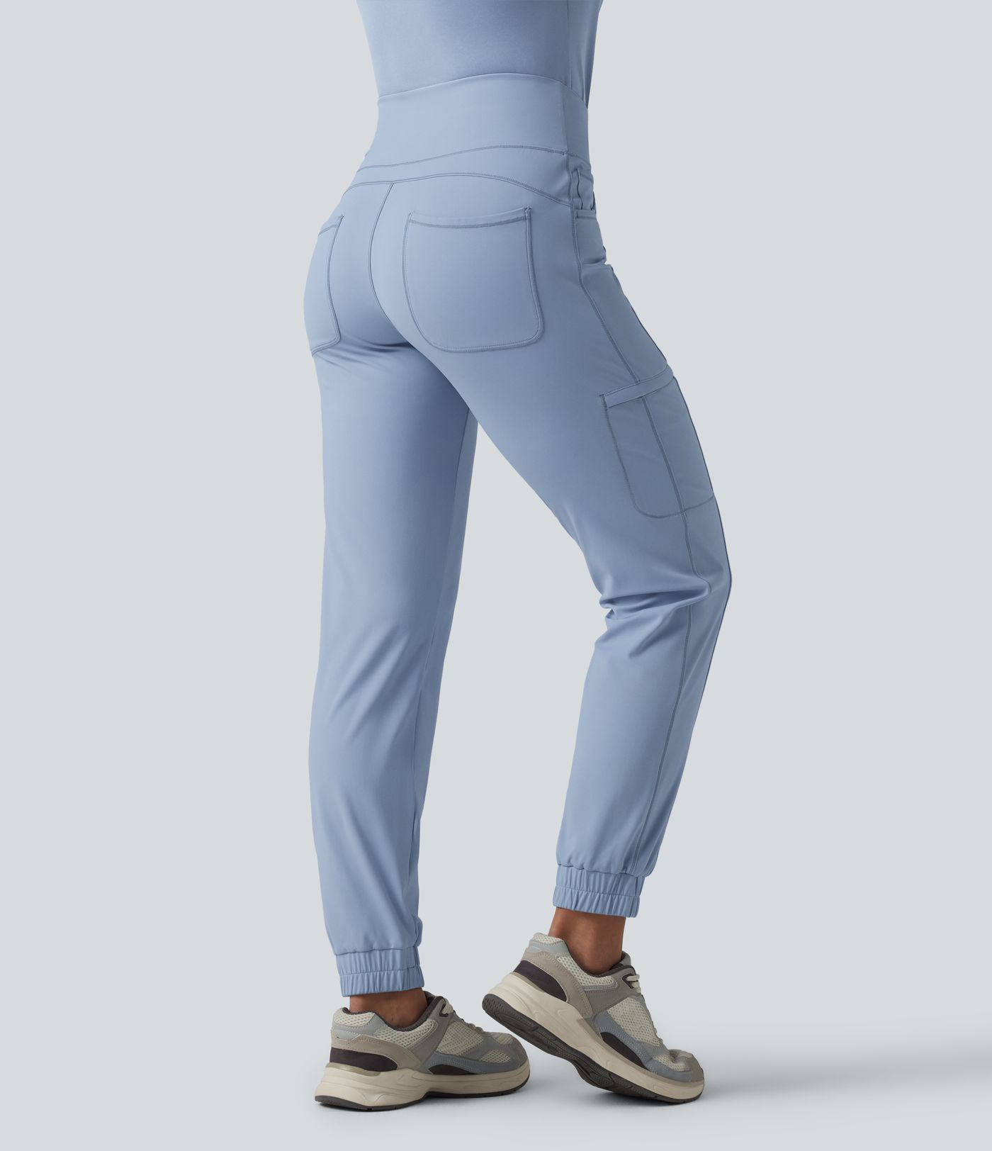 SoftlyZero™ Airy Mid Rise Drawstring Cool Touch Casual Cargo Scrub Joggers with Pockets