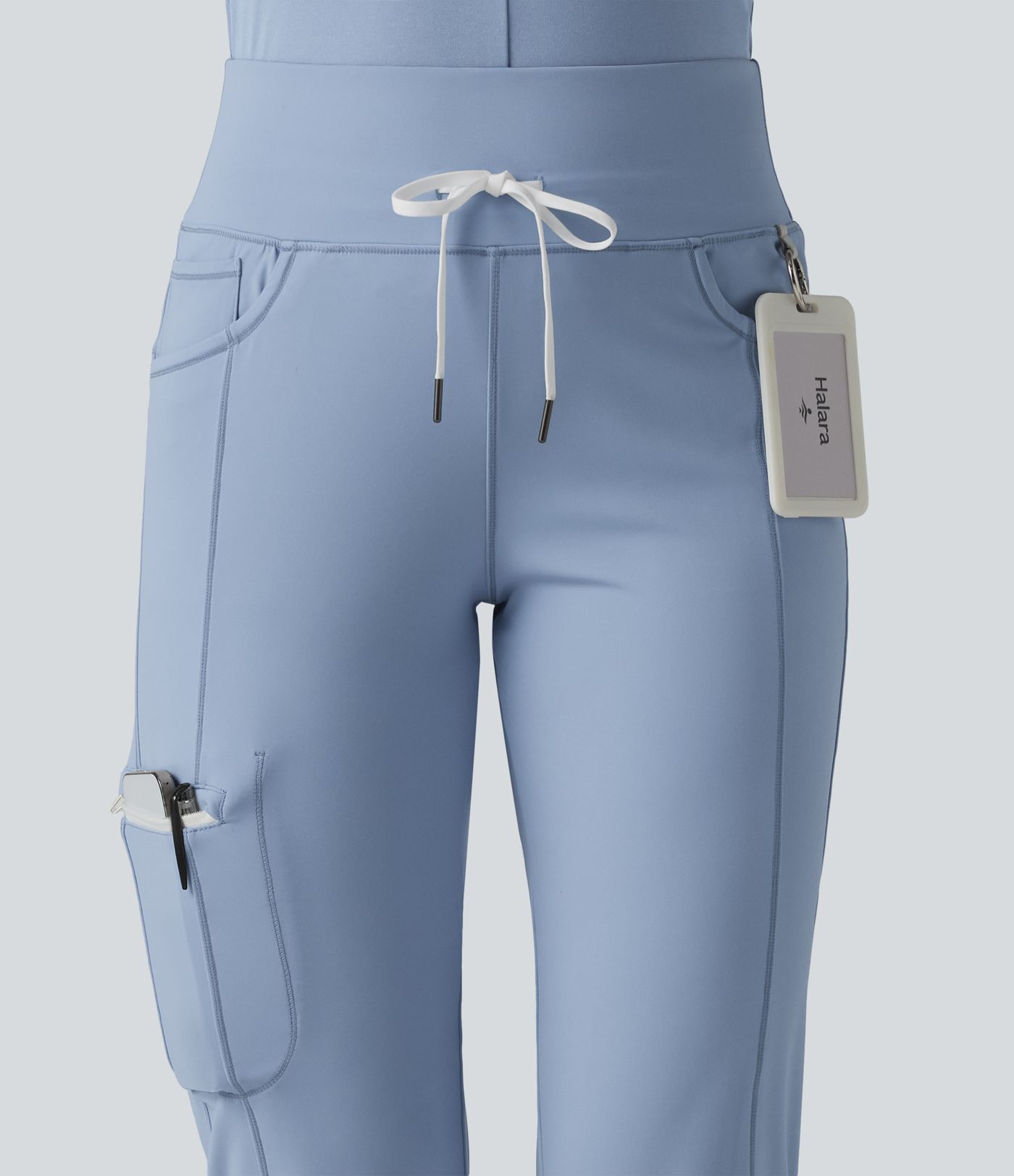 SoftlyZero™ Airy Mid Rise Drawstring Cool Touch Casual Cargo Scrub Joggers with Pockets