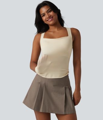 Square Neck Built-in Bra Casual Tank Top B-E Cups