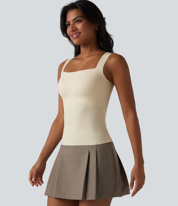 Square Neck Built-in Bra Casual Tank Top B-E Cups