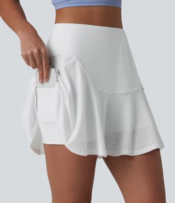 SoftlyZero™ Luftiger, hochtaillierter Mini-Tennisrock mit Ösen, 2-in-1-Design, kühlendem Griff und Taschen – UPF 50+