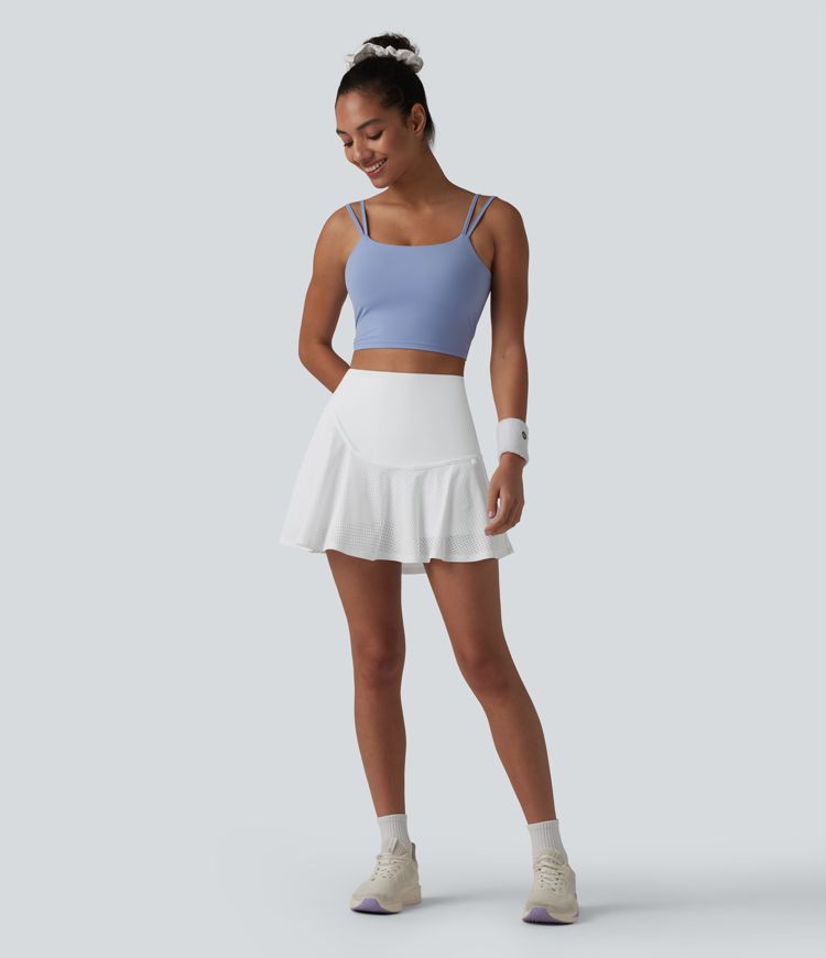 SoftlyZero™ Luftiger, hochtaillierter Mini-Tennisrock mit Ösen, 2-in-1-Design, kühlendem Griff und Taschen – UPF 50+