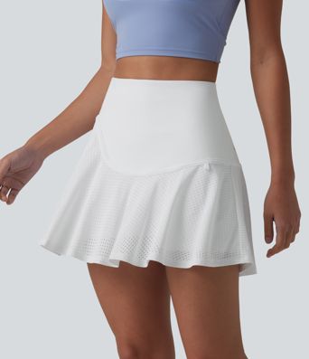 SoftlyZero™ Luftiger, hochtaillierter Mini-Tennisrock mit Ösen, 2-in-1-Design, kühlendem Griff und Taschen – UPF 50+