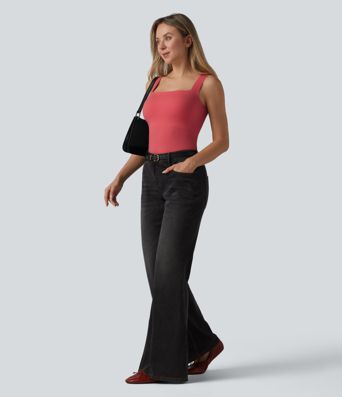 Square Neck Built-in Bra Casual Tank Top B-E Cups