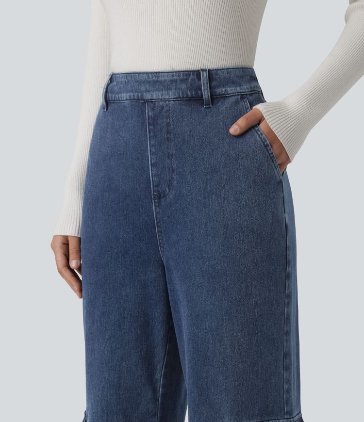 Halara Flex™ High Waisted Casual Cargo Bootcut Jeans with Pockets