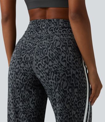 Halara UltraSculpt™ Leopard Print High Waisted Tummy Control Side Stripes Yoga Straight Leg Trousers with Pockets