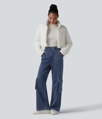 Halara Flex™ High Waisted Casual Cargo Bootcut Jeans with Pockets