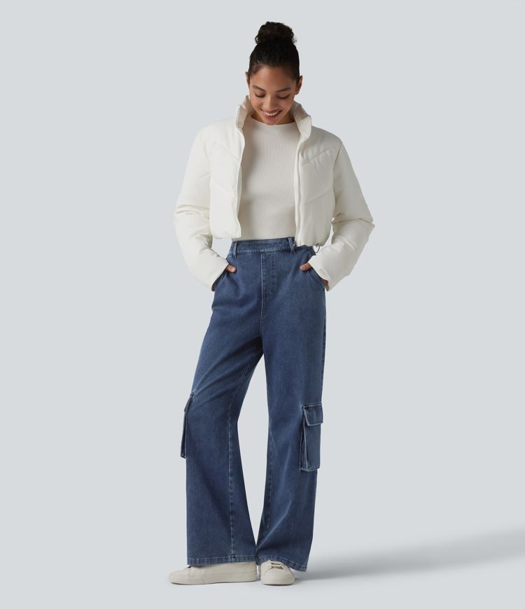 Halara Flex™ High Waisted Casual Cargo Bootcut Jeans with Pockets