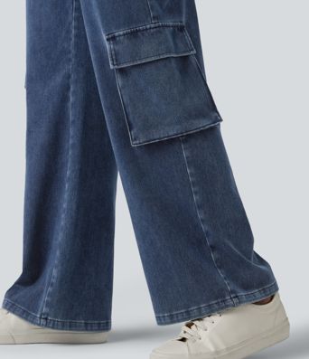 Halara Flex™ High Waisted Casual Cargo Bootcut Jeans with Pockets