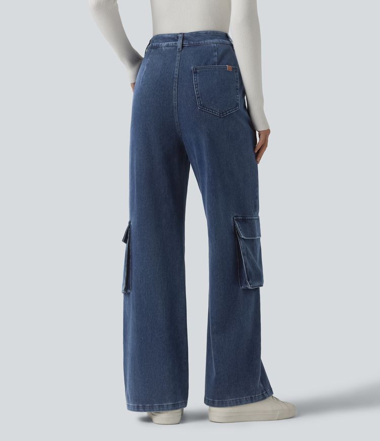 Halara Flex™ High Waisted Casual Cargo Bootcut Jeans with Pockets
