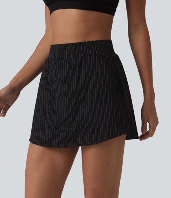 Mid Rise 2-in-1 Stripe Micro Mini Workout Skirt with Pockets Mid Rise 2-in-1 Stripe Micro Mini Workout Skirt with Pockets