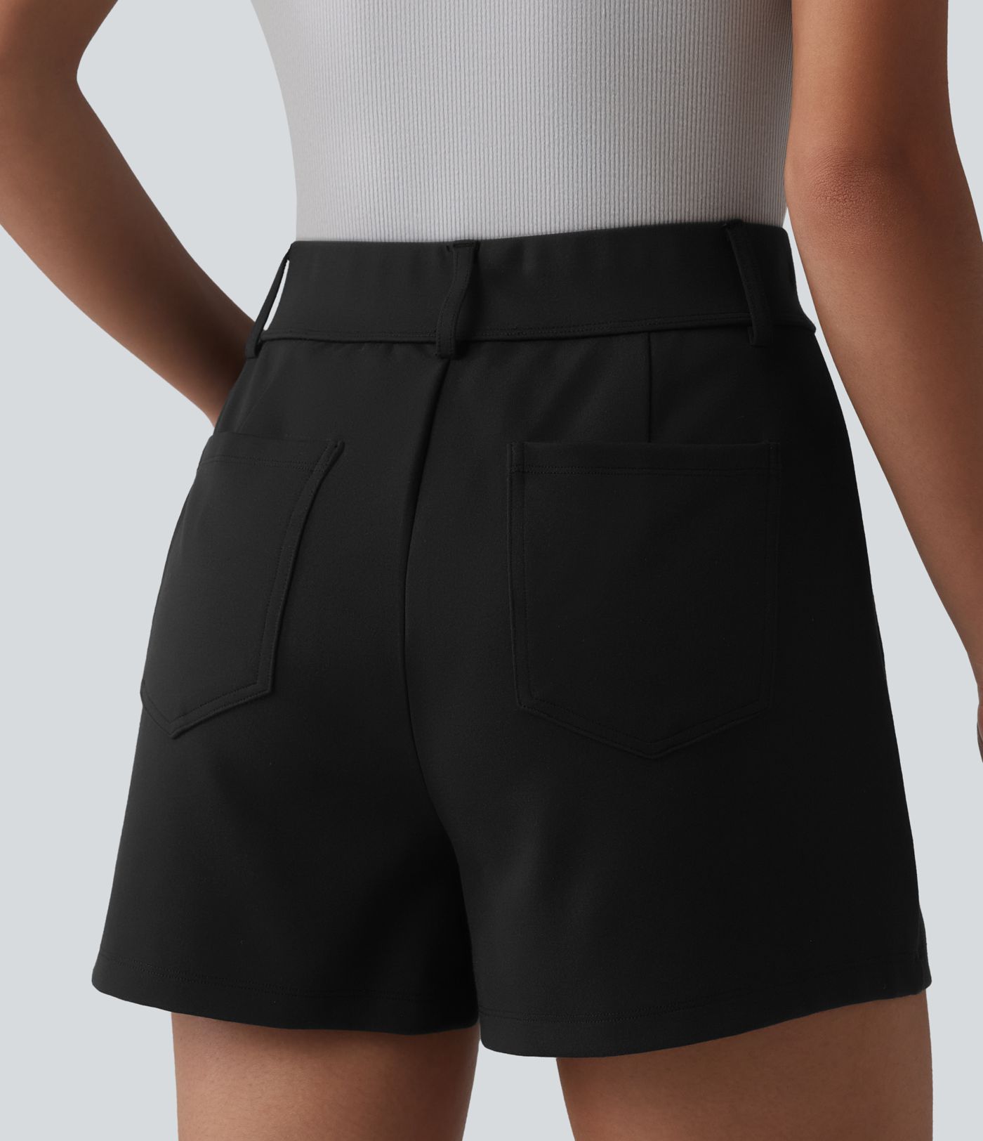 High Waisted Work Shorts with Pockets