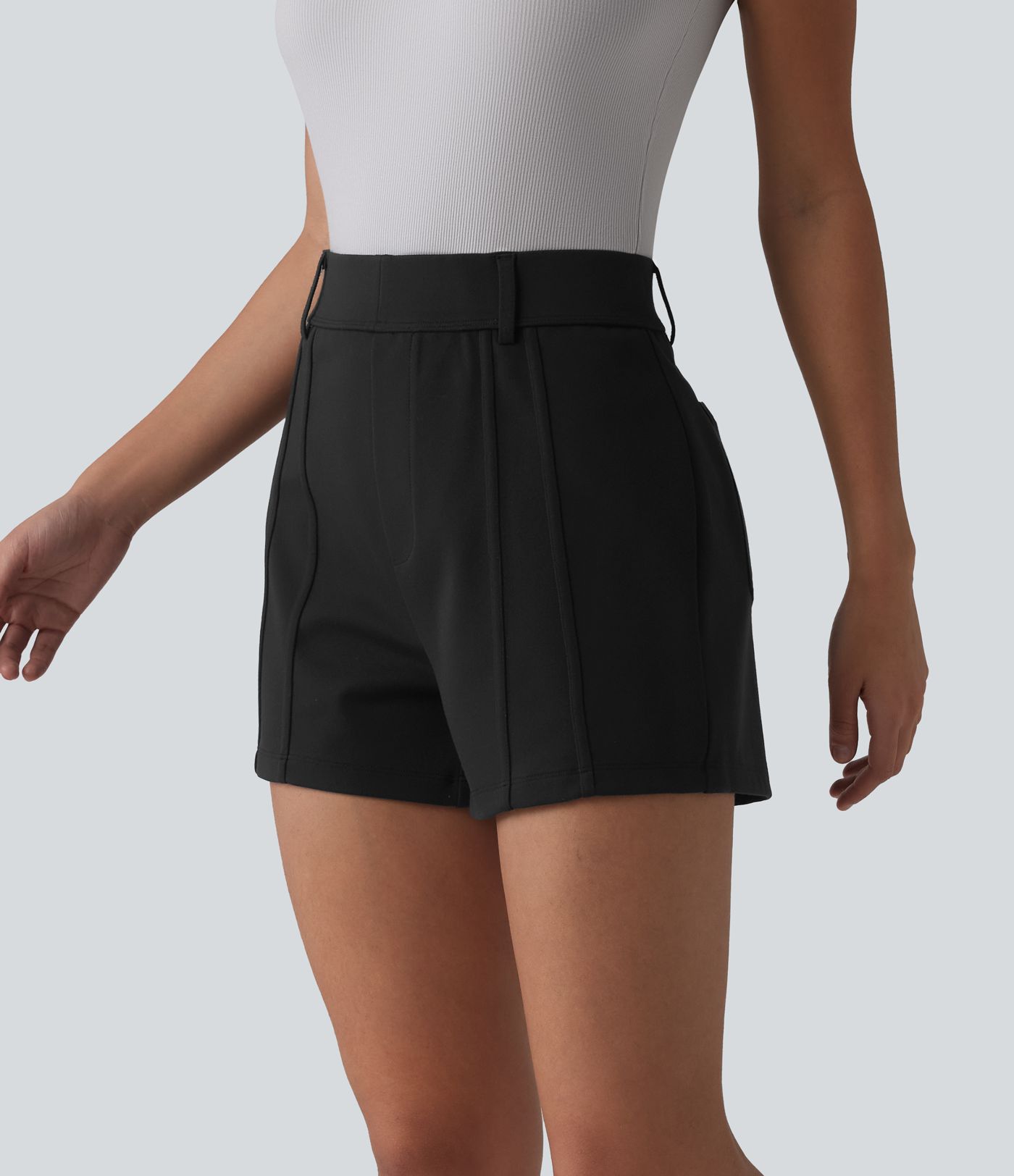 High Waisted Work Shorts with Pockets