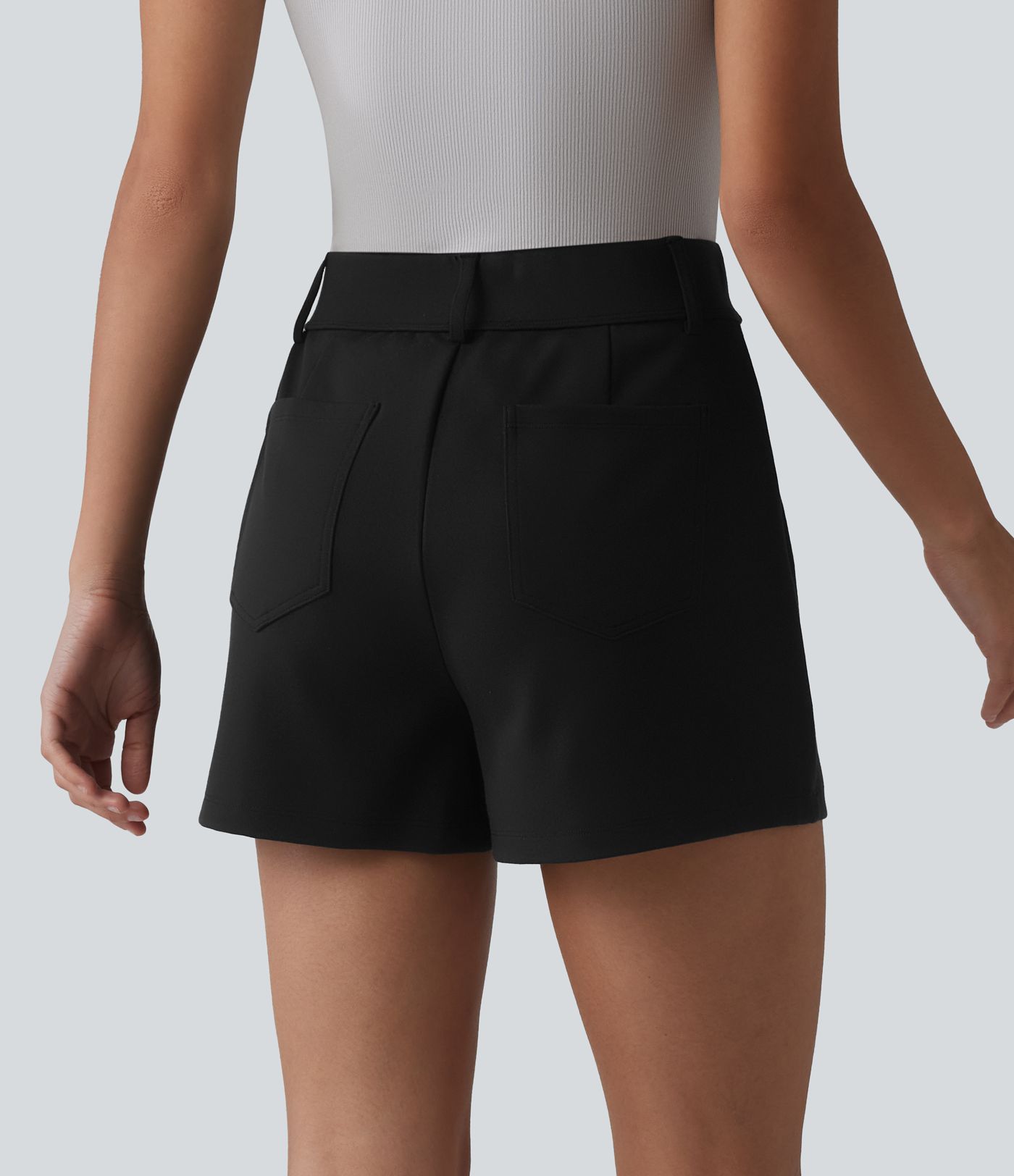 High Waisted Work Shorts with Pockets