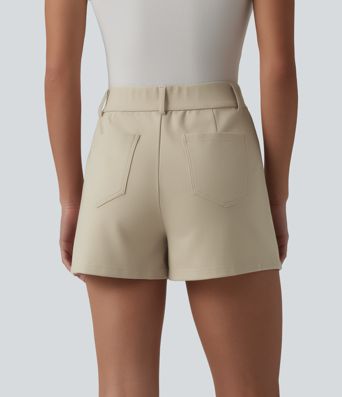 High Waisted Work Shorts with Pockets