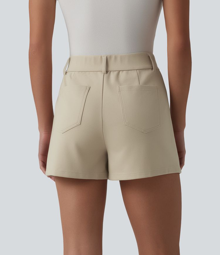 High Waisted Work Shorts with Pockets