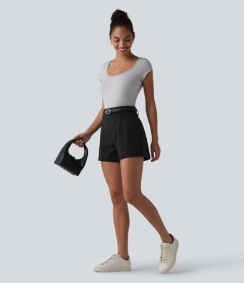 High Waisted Work Shorts with Pockets