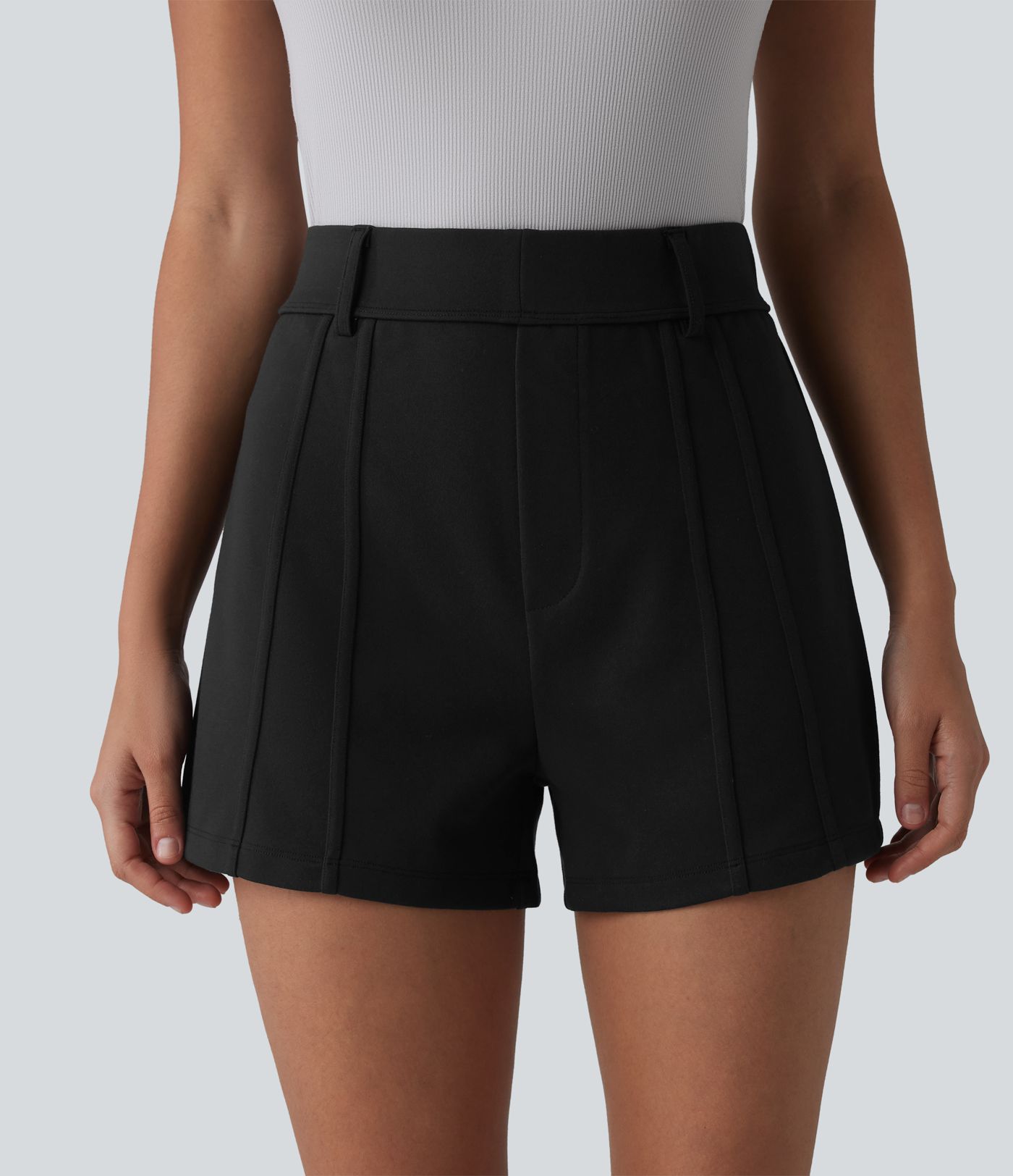 High Waisted Work Shorts with Pockets