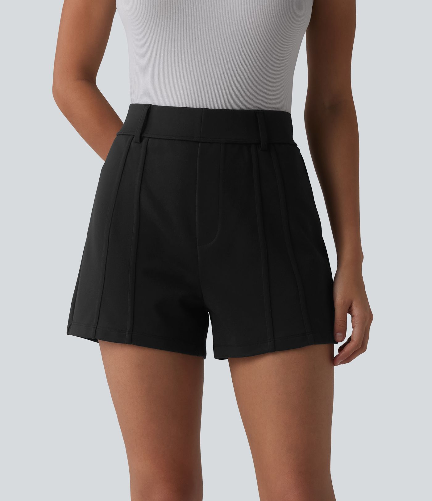 High Waisted Work Shorts with Pockets