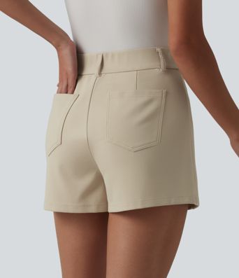 High Waisted Work Shorts with Pockets