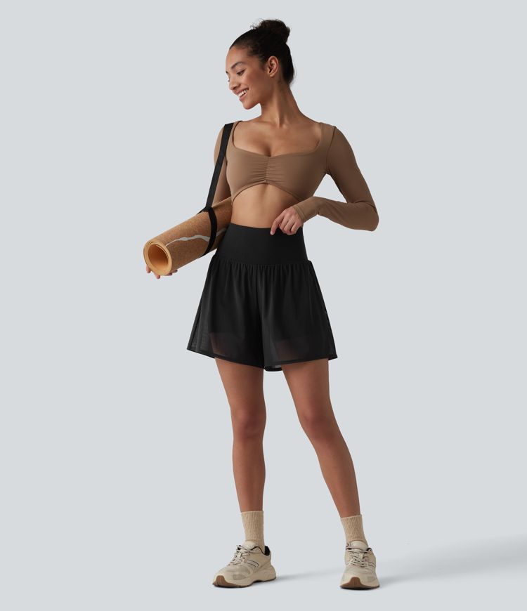 Softlyzero™ Airy - 2-in-1 Yoga-Shorts mit hohem Bund, mehreren Taschen, Kontrast-Mesh und Cool-Touch - 12,7 cm Softlyzero™ Airy - 2-in-1 Yoga-Shorts mit hohem Bund, mehreren Taschen, Kontrast-Mesh und Cool-Touch - 12,7 cm