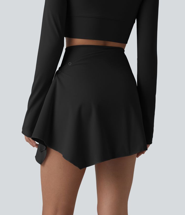 High Waisted Tummy Control 2-Piece Mini Yoga Skirt with Pockets