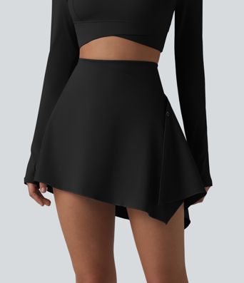 High Waisted Tummy Control 2-Piece Mini Yoga Skirt with Pockets