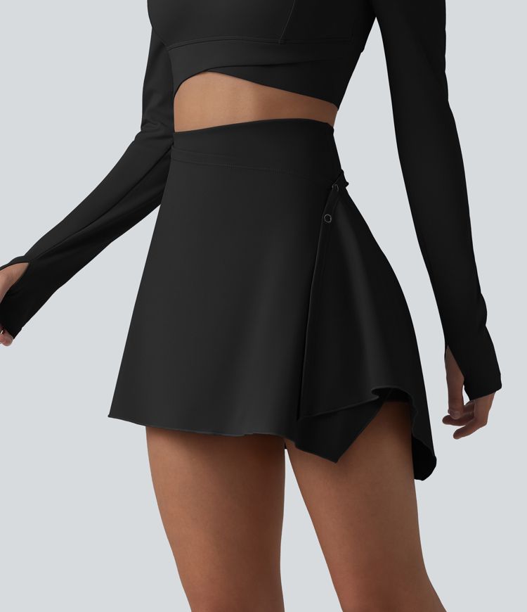 High Waisted Tummy Control 2-Piece Mini Yoga Skirt with Pockets