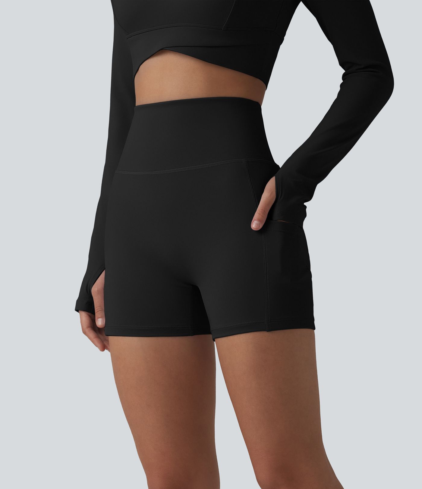 High Waisted Tummy Control 2-Piece Mini Yoga Skirt with Pockets