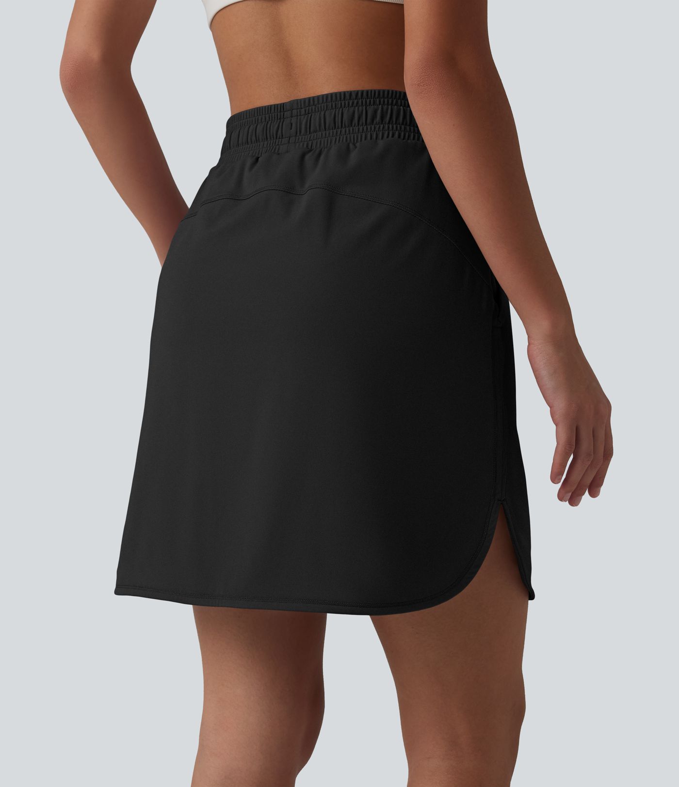 SoftlyZero™ Airy Mid Rise Drawstring Curved Hem 2-in-1 Cool Touch Workout Skirt with Pockets