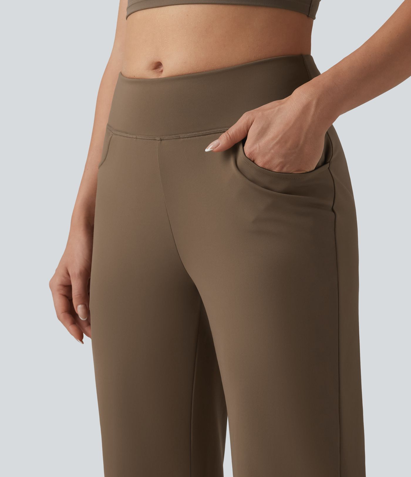 Pantalon de yoga bootcut mi-taille avec poches