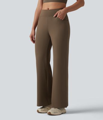 Pantalon de yoga bootcut mi-taille avec poches